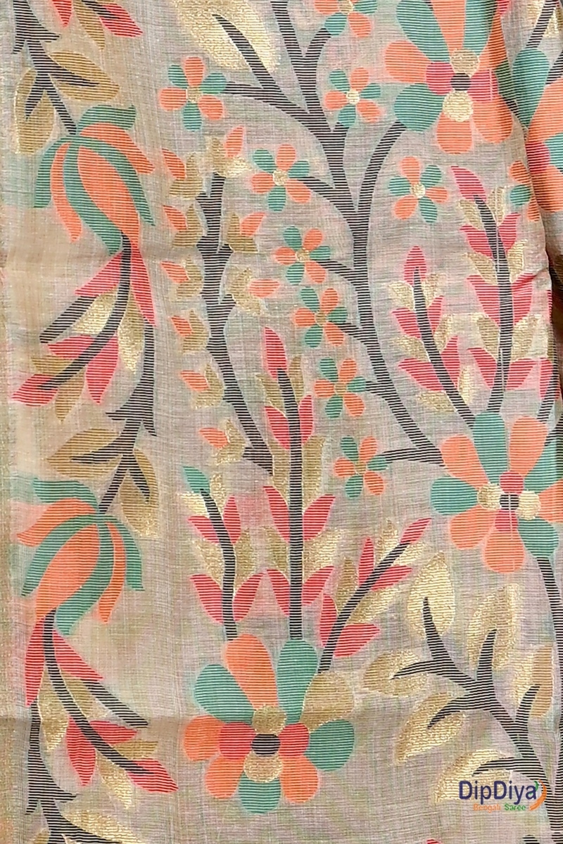 Cream Cotton Silk Parmix Hand Loom Saree (364)